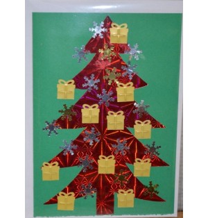 Carte Sapin rouge sur fond vert (NE c-3 N 28)