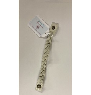 Bracelet tressé en cuir blanc cassé - (JE-BRS10)