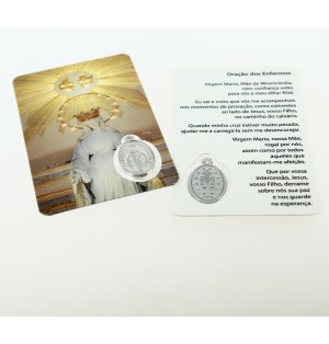Carte plastifiée avec prière des malades et médaille Notre Dame de la Médaille Miraculeuse