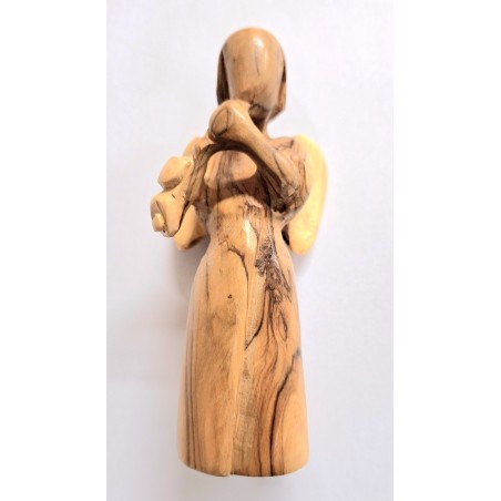Ange en prière sculpté en bois d’olivier de Palestine