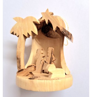Crèche cloche sculptée en bois d’olivier