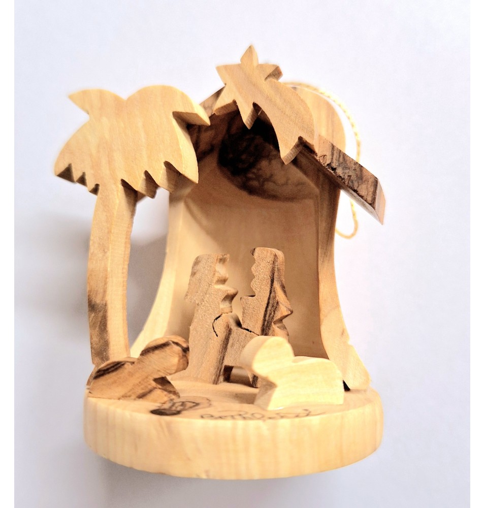 Crèche cloche sculptée en bois d’olivier