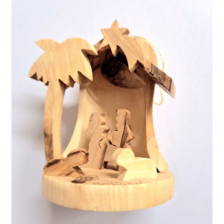 Crèche cloche sculptée en bois d’olivier