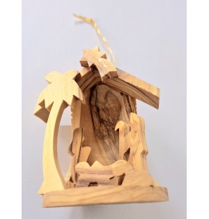 Crèche cloche sculptée en bois d’olivier - Grand modèle