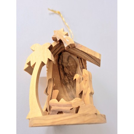 Crèche cloche sculptée en bois d’olivier - Grand modèle