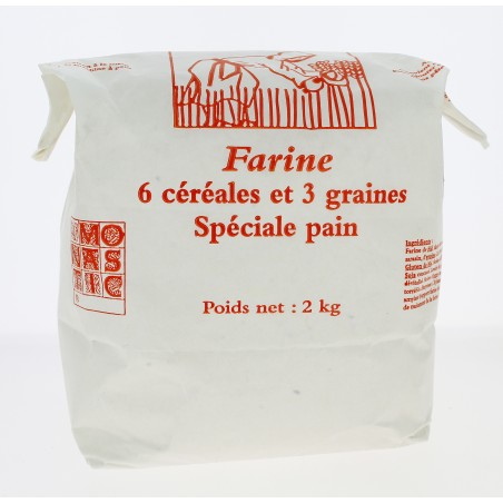 Farine 6 céréales et 3 graines -Spécial pain- 2 kg