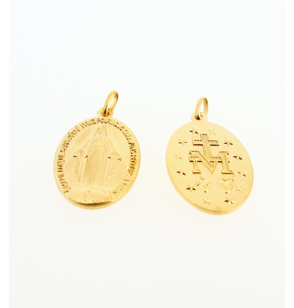 Médaille miraculeuse de Marie - Dorée -grande 3,5 x 2,2 cm