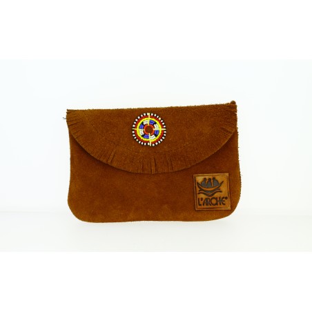 Pochette Kenya en peau et perles