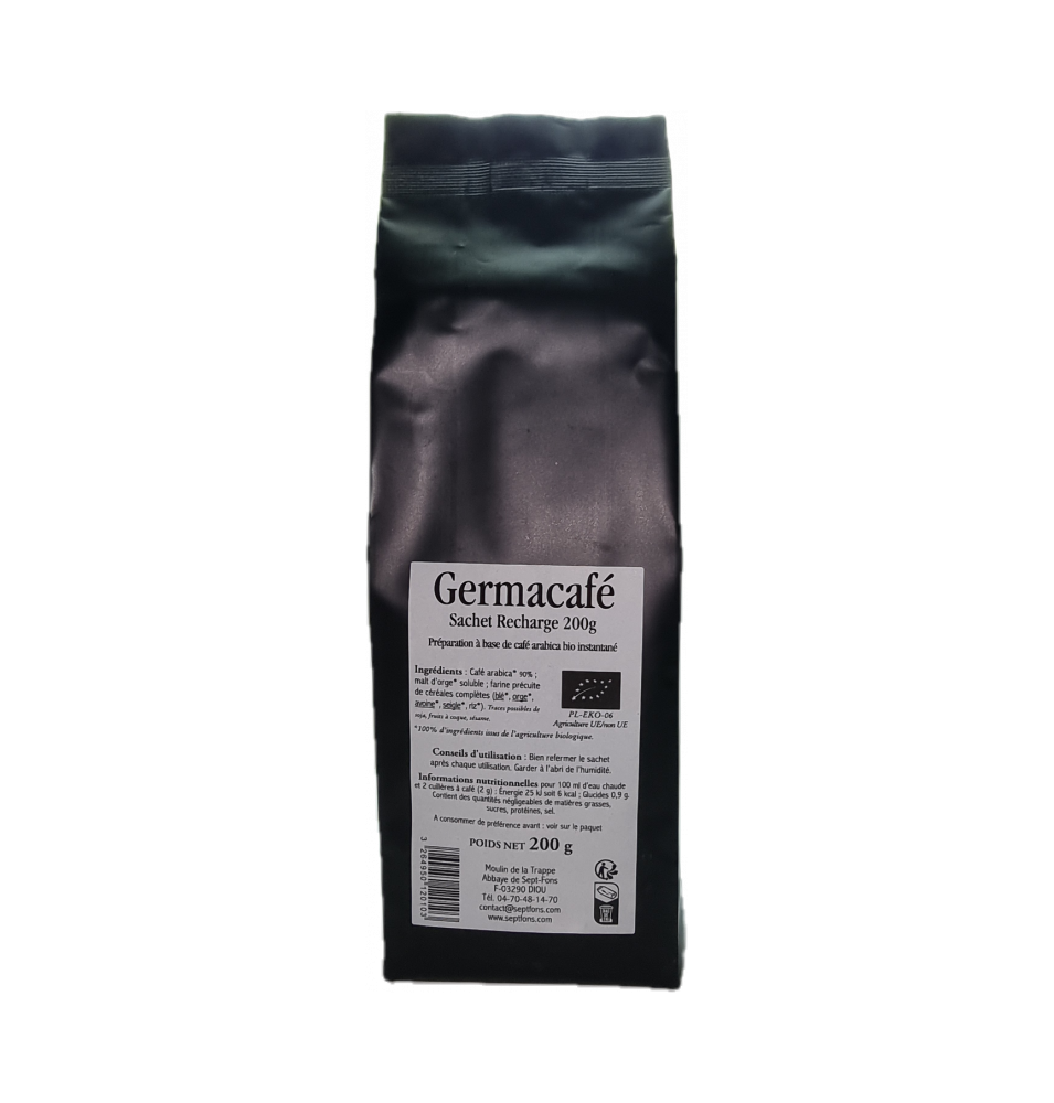 café arabica instantané Germacafé BIO et équitable-Sachet Recharge 200g