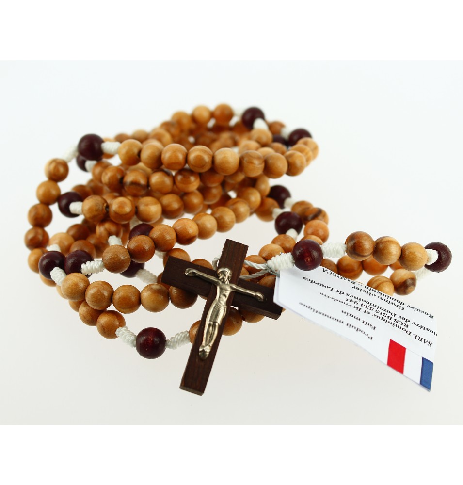 Rosaire Dominicain en bois d'olivier de Bethléem (R15OBCA)