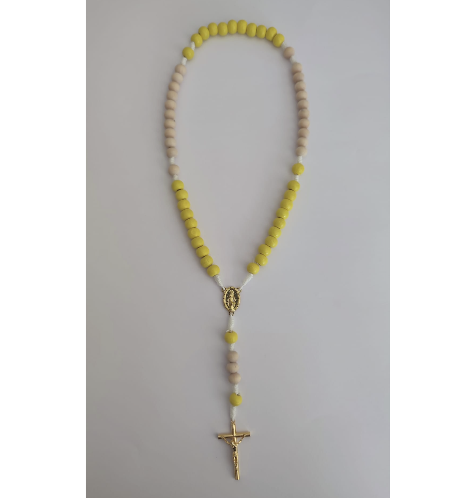Chapelet en bois bicolore jaune naturel (BJN)