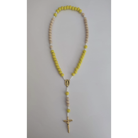 Chapelet en bois bicolore jaune naturel (BJN)