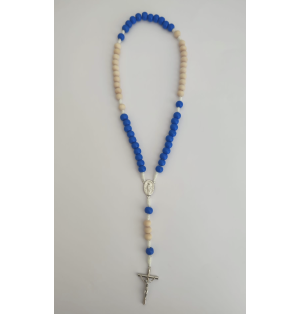 Chapelet en bois bicolore bleu naturel (BBN)