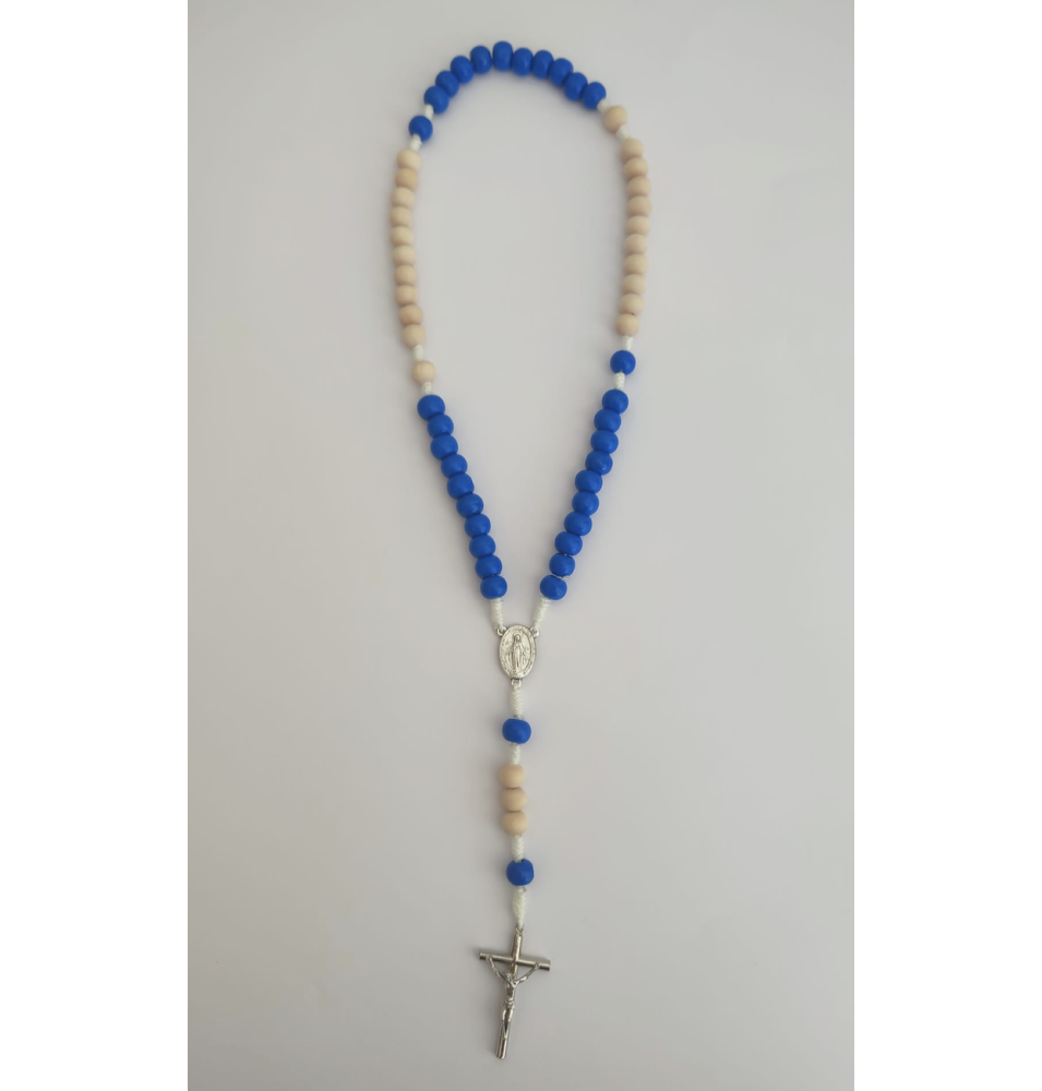 Chapelet en bois bicolore bleu naturel (BBN)