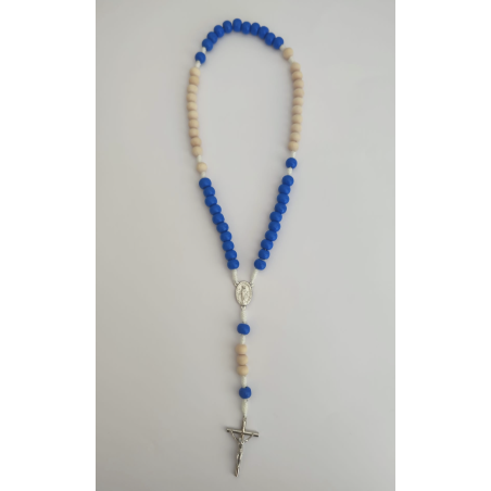 Chapelet en bois bicolore bleu naturel (BBN)