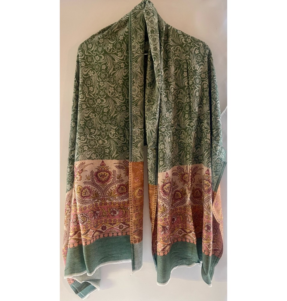 Châle Indien Orange et Vert