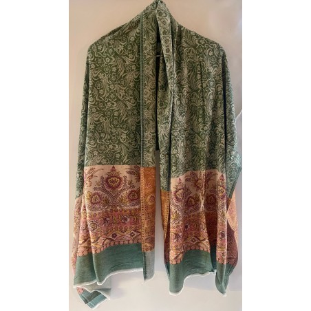 Châle Indien Orange et Vert