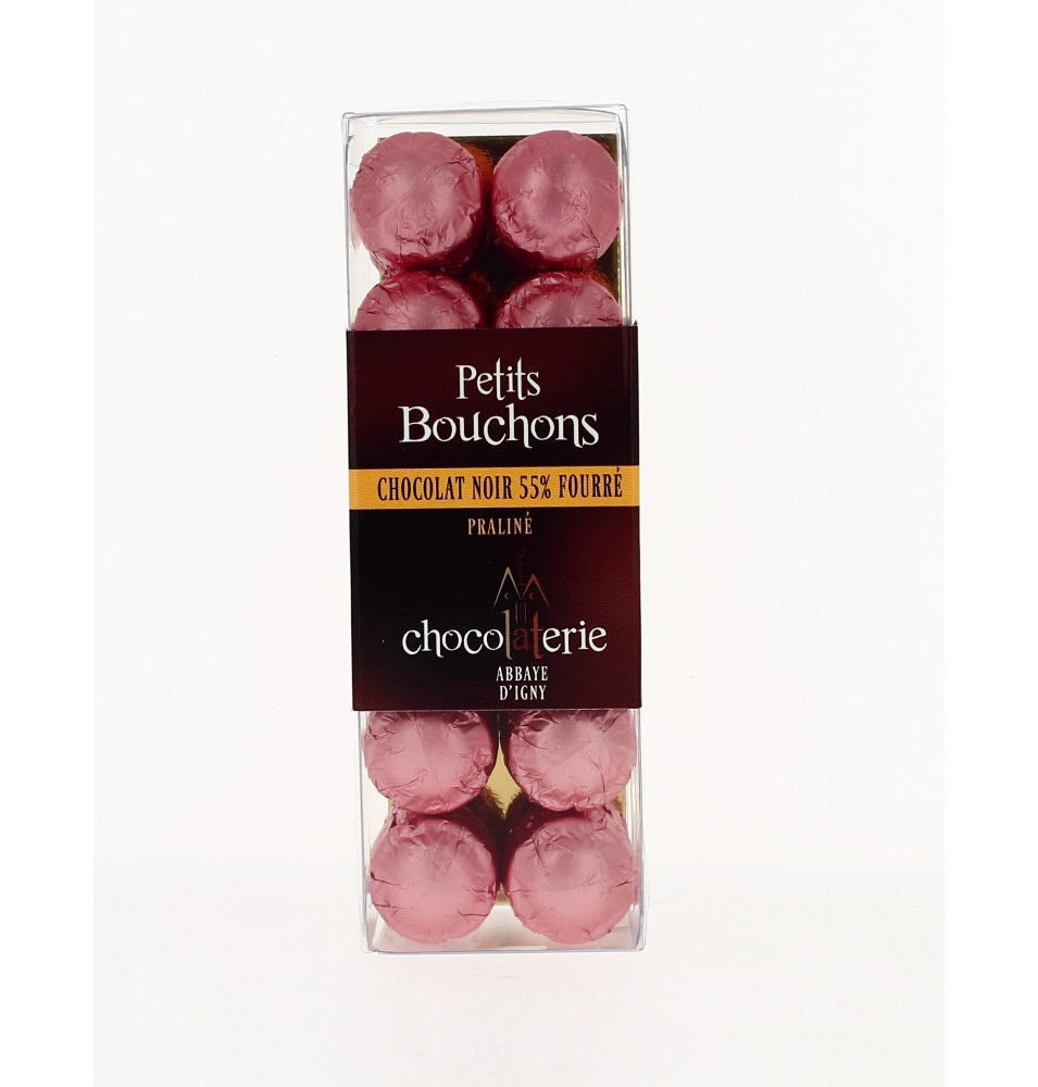 Petits Bouchons x12 -Chocolat noir 55 % Fourré Praliné